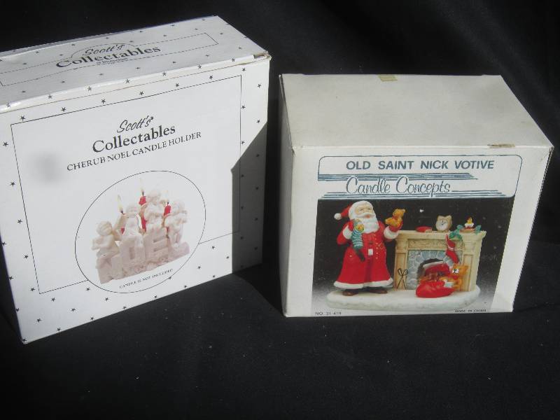 lot 478 image: Christmas Lot - Old Saint Nick Votive Holder & Collectable Cherub Candle Holders