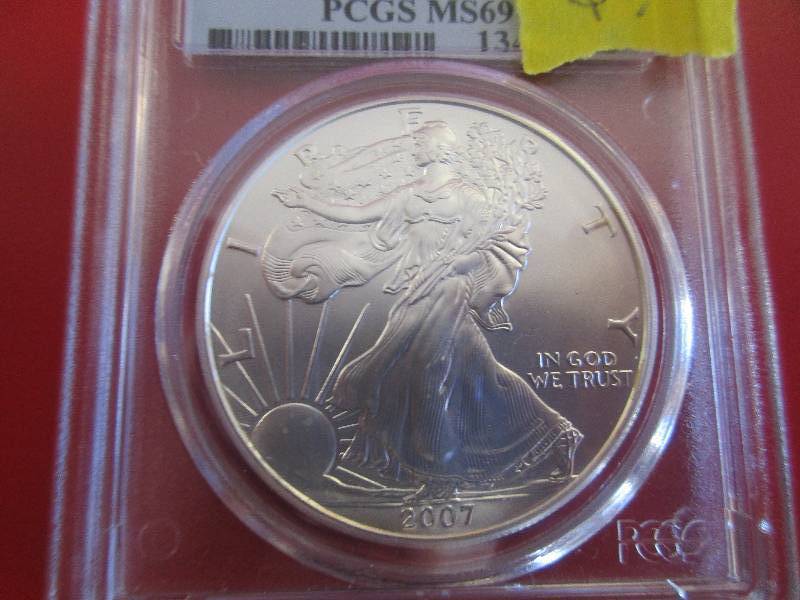 PCGS Certified First Strike 2007-W American Silver Eagle in Mint State MS69 Condition