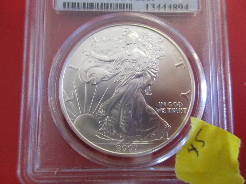 PCGS Certified First Strike 2007-W American Silver Eagle in Mint State MS69 Condition