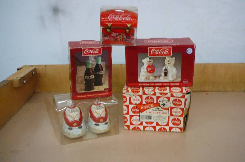 Coke Collectables Salt & Pepper Shakers 5 sets in boxs