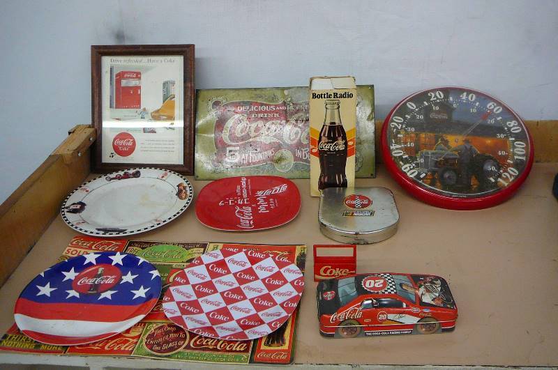 Coke Collectables Plates, Radio, Tin Sign