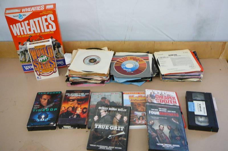Lot of 45 Records, Movies and world series tape mn