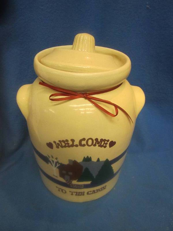large decorative cookie jar with li...