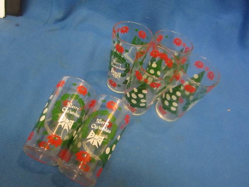 lot of 6 holiday glasses ...