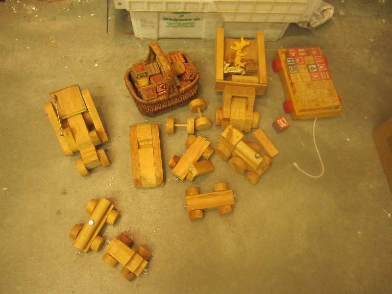 Lot of wooden cars and trains ...