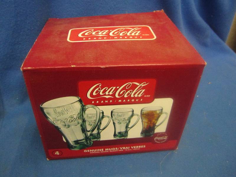 set of 4 coke cola mugs in orginal ...