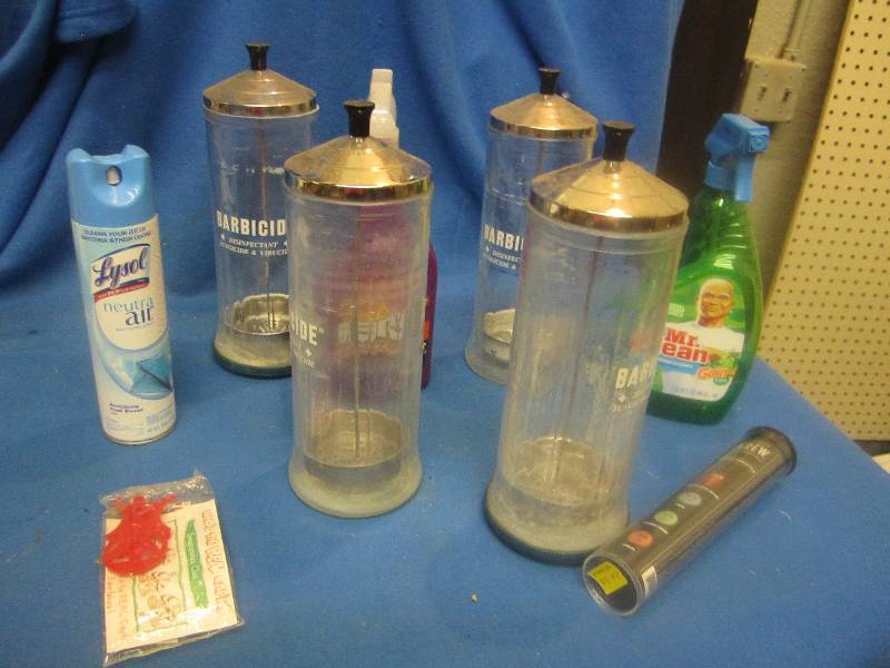 Lot of salon dispencers and cleaner...