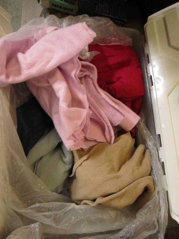 Bin of assorted material ...