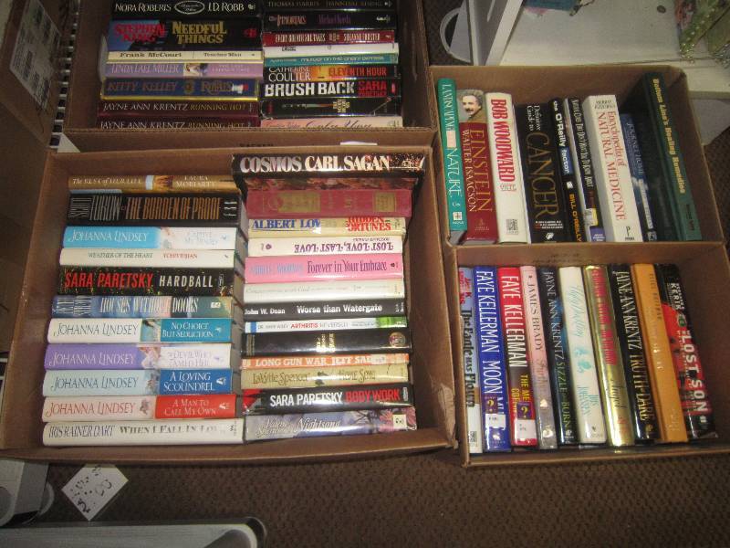 BOX LOT OF 4 BOXES OF BOOKS