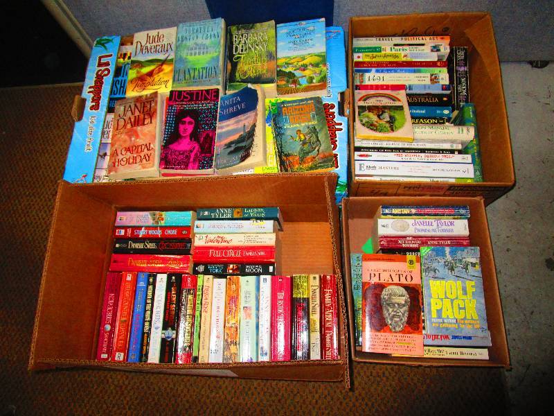 BOOK LOT- 4 BOXES OF BOOKS