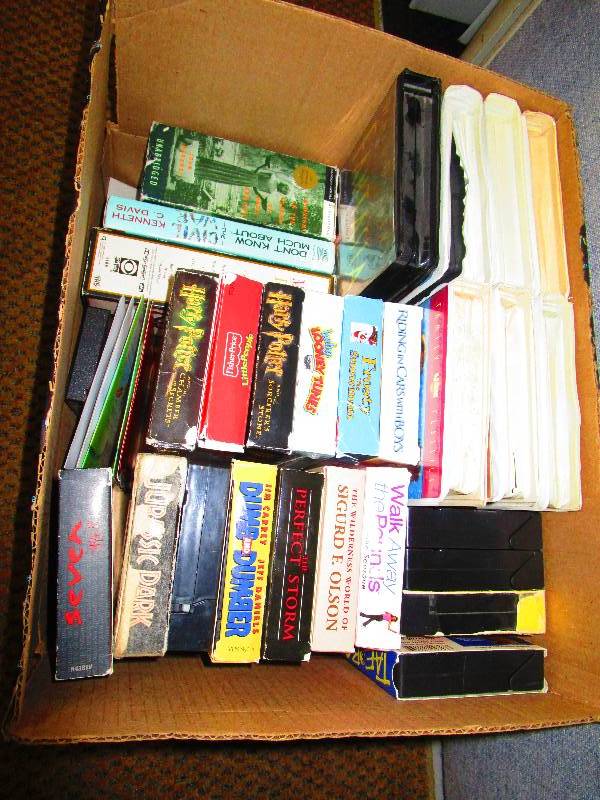BOX LOT OF VHS AND MISC.