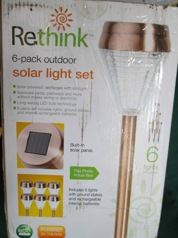 lot 31 image: ReThink 6 pack outdoor solar light ...
