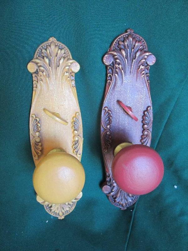 lot 36 image: Set of Two Ornamental Door Knob Hoo...