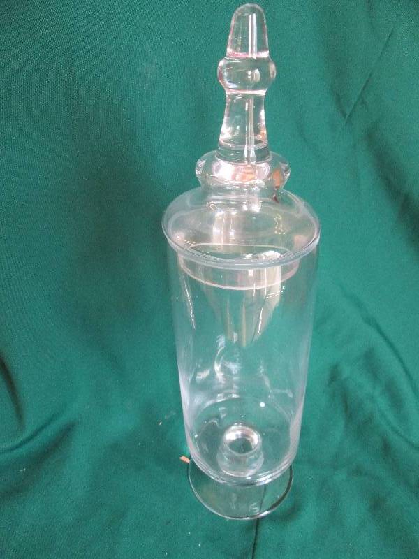 lot 38 image: One Tall Apothecary Jar with lid Gl...