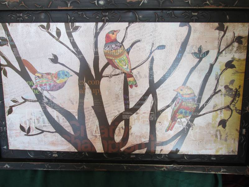 lot 47 image: Large Bird Picture on Metal Frame w...