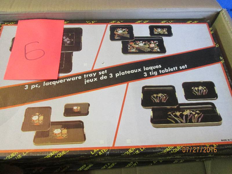 3 pc laquerware tray set ...