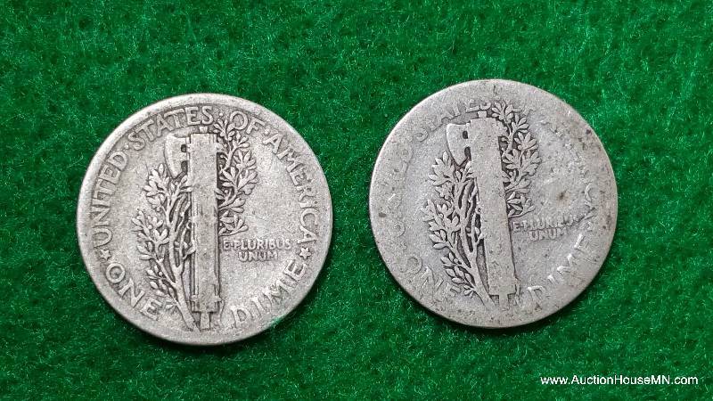 (2) 1917 Mercury Silver Dimes