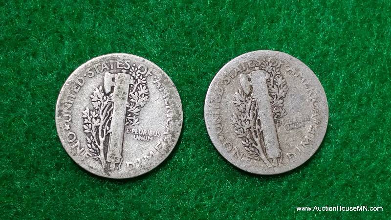 (2) 1917 & 1918 Mercury Silver Dimes