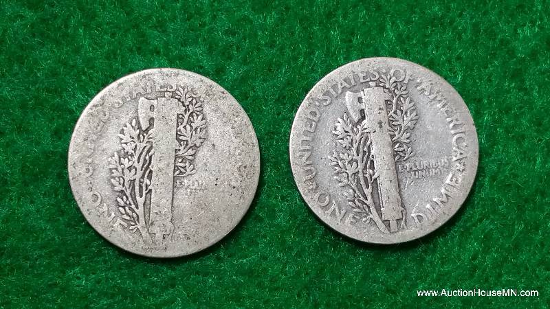 (2) 1918 and 1919 Mercury Silver Dimes