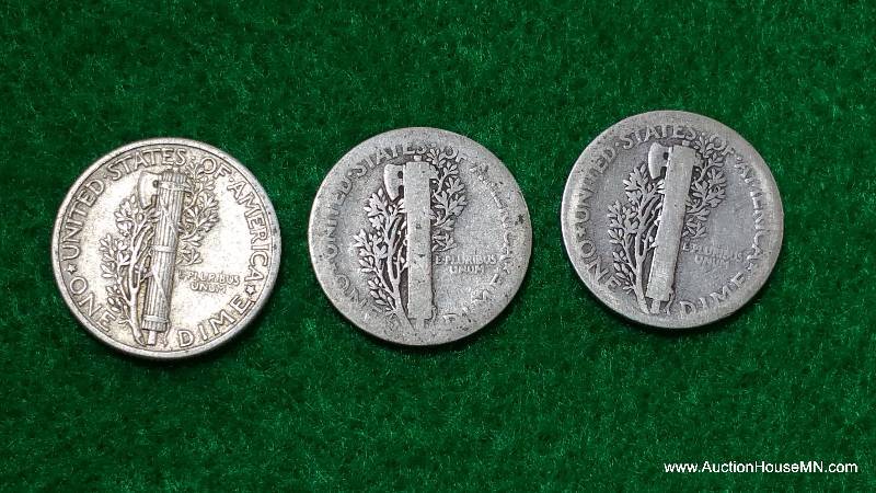 (3) Mercury Silver Dimes 20s, 30s, and 40s