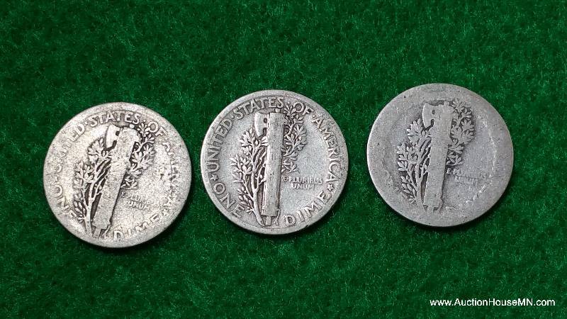 (3) Mercury Silver Dimes 20s, 30s, and 40s