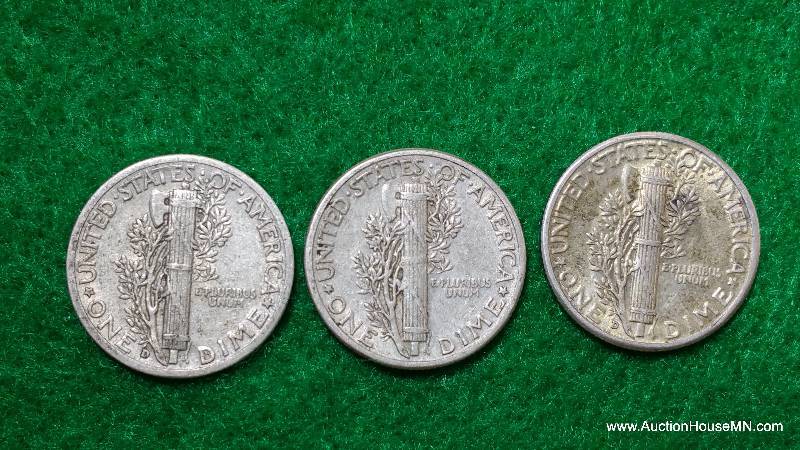 (3) Mercury Silver Dimes 20s, 30s, and 40s
