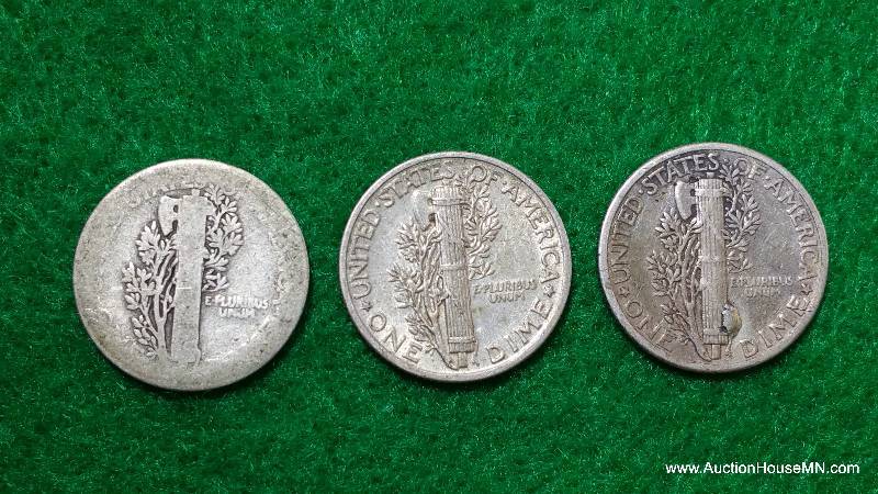 (3) Mercury Silver Dimes 20s, 30s, and 40s