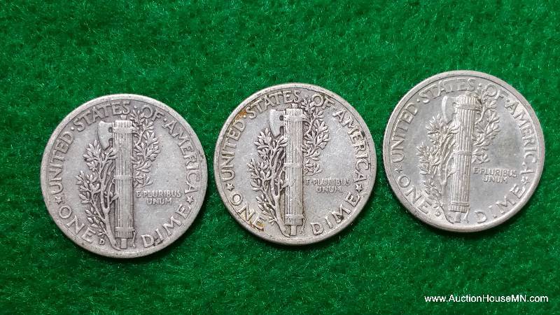 (3) Mercury Silver Dimes 20s, 30s, and 40s