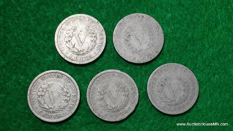 Group of (5) Liberty V Nickels