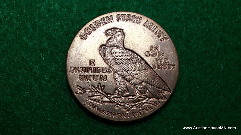 1 Ounce .999 Fine Copper Round Coin
