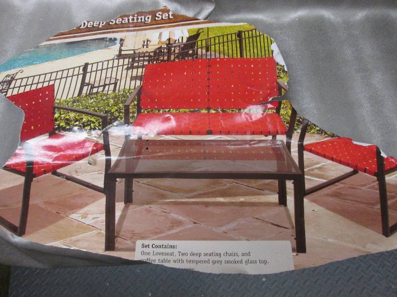 4 pc Red Webbed Patio set Includes...