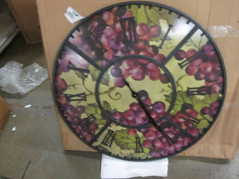 Large Grape Wall Clock - open box, ...