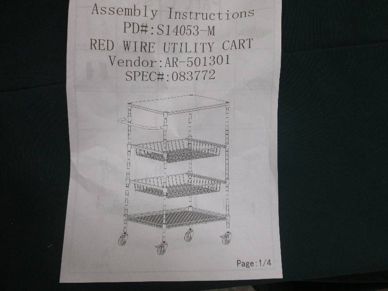 Red Wire Utility Cart 4 Shelves Ass...