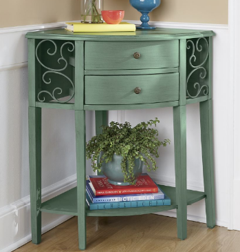 Corner Console Table with Drawers o...