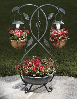Two-Tiered Solar-Light Planter open...