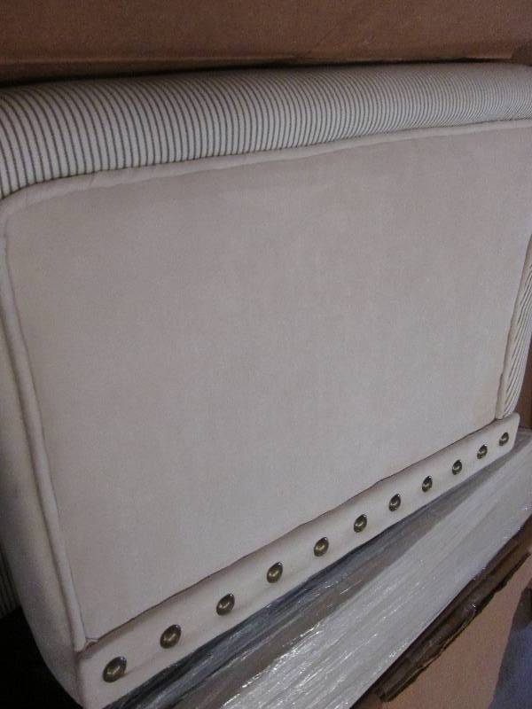 Grey Pin Striped Cream Loveseat -o...