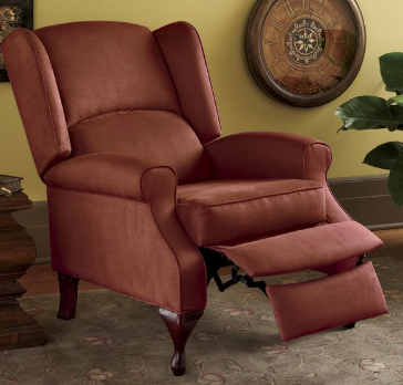 Microfiber Wingback Recliner open b...