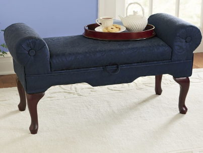 Upholstered Storage bench in Navy o...