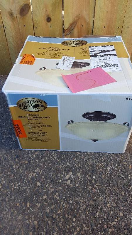 lot 5 image: Hampton Bay Essex 2-Light Semi-Flush Mount Fixture New