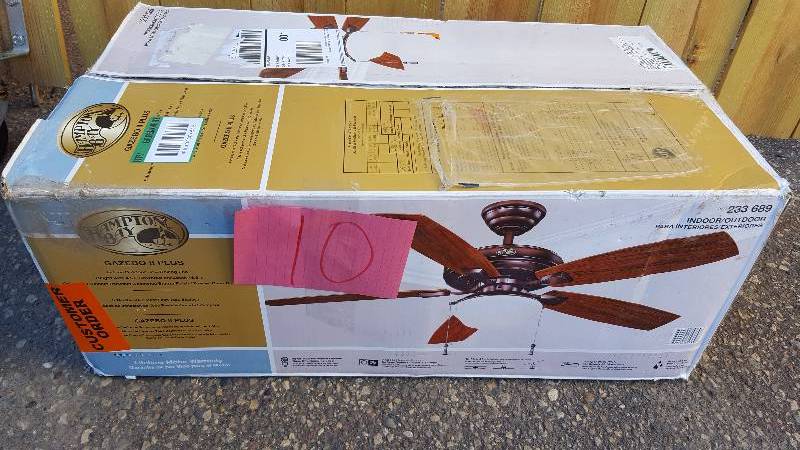 lot 10 image: Hampton Bay Gazebo Ii 52 In. Weathered Bronze Ceiling Fan New