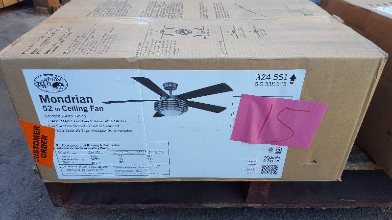 lot 15 image: Hampton Bay Ceiling Fans Mondrian 52 in. Brushed Nickel Ceiling Fan AL749-BN New