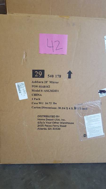 lot 42 image: Foremost ASGM2831 Ashburn 28-Inch Width x 31-Inch Height Mirror, Mahogany New