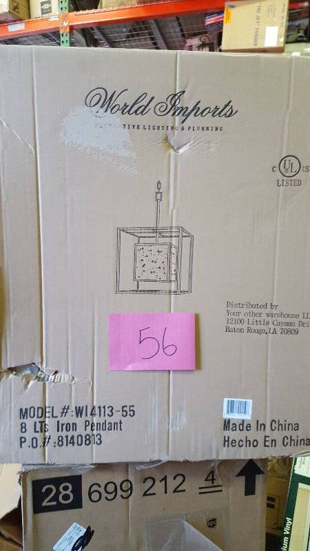 lot 56 image: World Imports Pendant Lights Hilden Collection 8-Light Hanging Aged Bronze Penda New Retails for $480