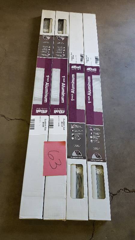 lot 63 image: Bali Today White 1 in. Room Darkening Aluminum Mini Blind - 47 in. W x 72 in. L (Actual Size is 46.5 in. W x 72 in. L) Set of 4 New