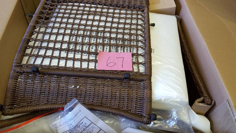 lot 67 image: Hampton Bay Chairs Spring Haven Brown All-Weather Wicker Patio Lounge Chair New - slipcovers sold separatly