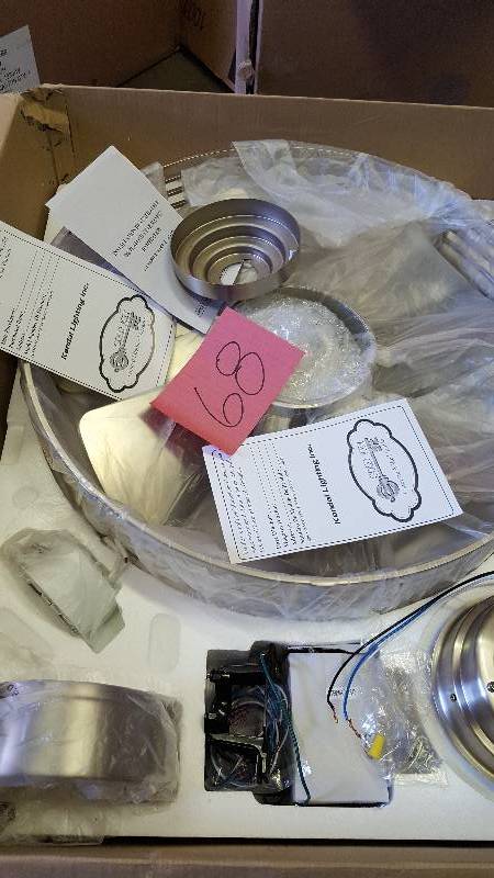 lot 68 image: Designers Choice Collection Ceiling Fans Enclave 23 in. Satin Nickel Ceiling Fan New Retails for $445