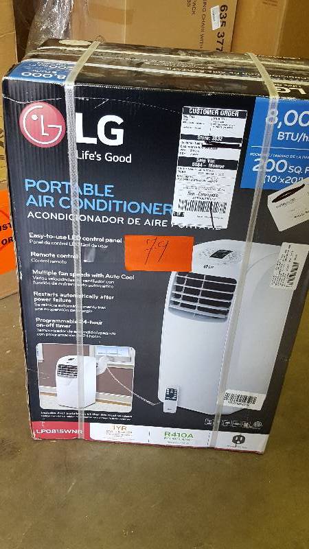 lot 79 image: 2.LG LP0815WNR Portable Air Conditioner, 115V Cooling Only & Dehumidifier wRemote 8000 Btu