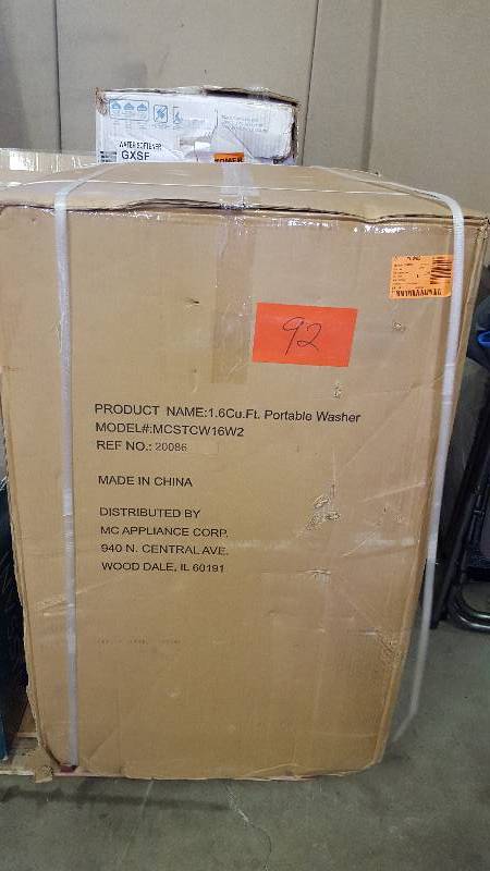 lot 92 image: Magic Chef MCSTCW16W2 Compact 1.6 cu. ft. Top Load Washer, White wStainless Tub New