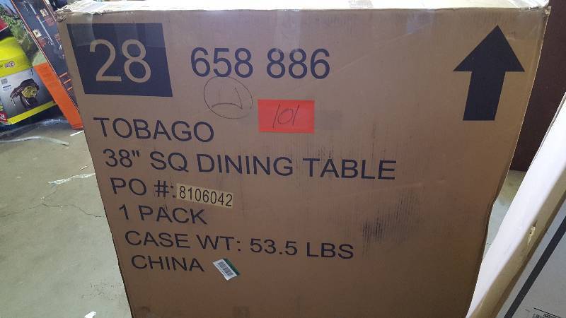 lot 101 image: Hampton Bay Tobago 26 in. Square Patio Bistro Table New