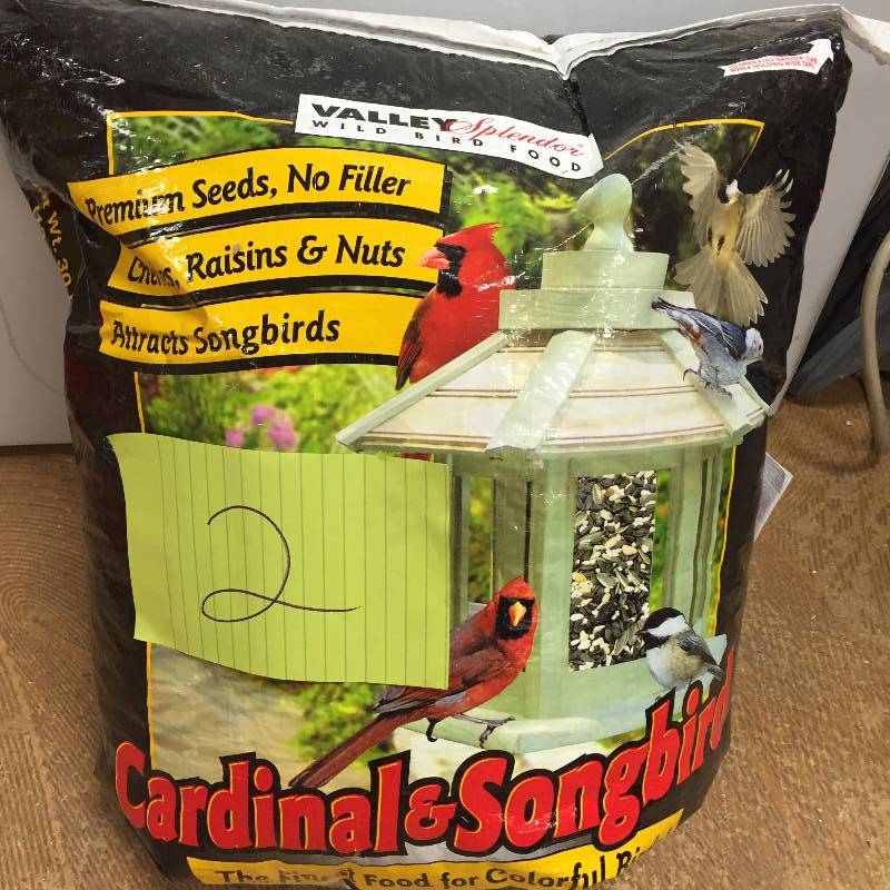 lot 2 image: Valley Splendor Wild Bird Food Cardinal and Songbird Food - bag opened but 97% Full